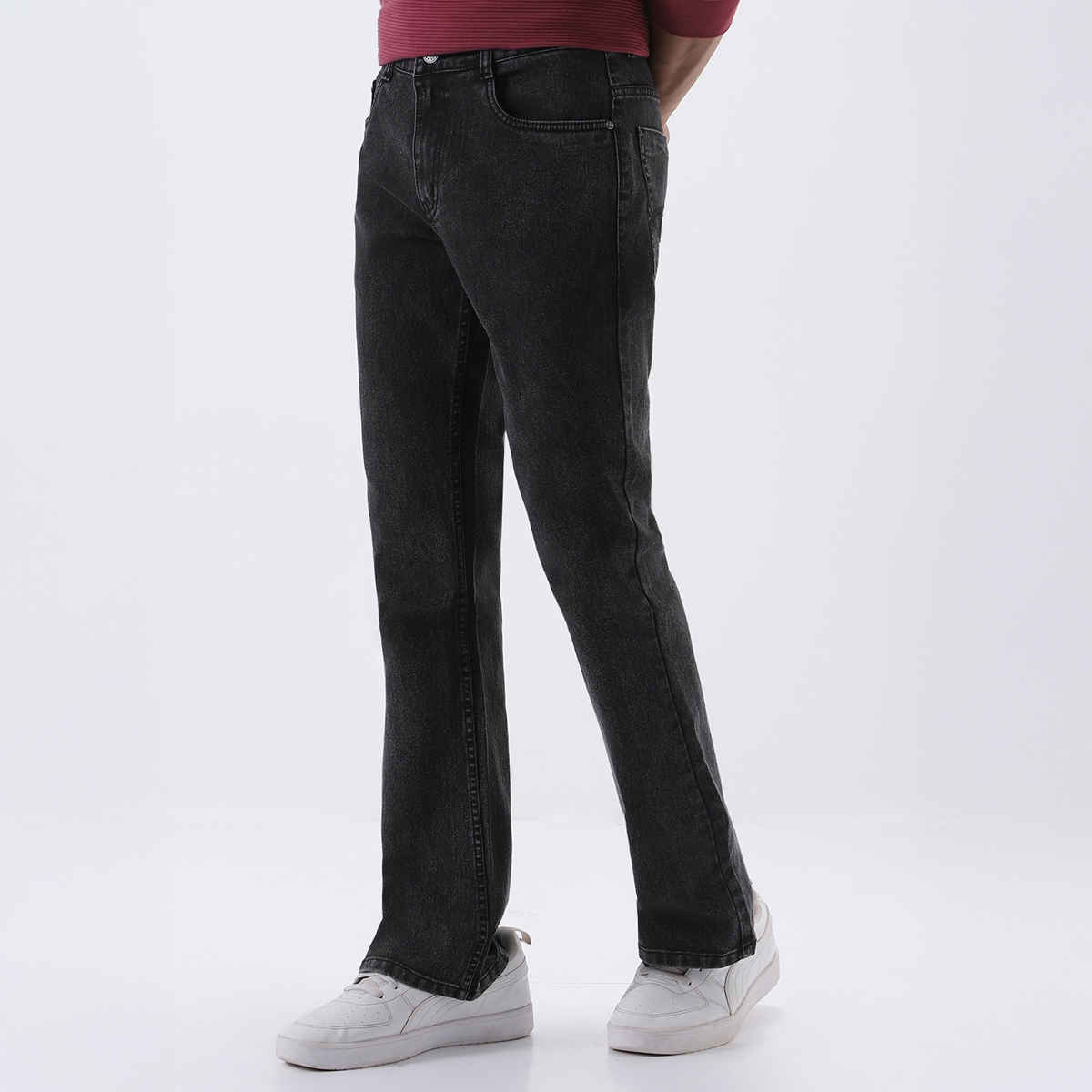 Urbano Fashion Men's Bootcut Jeans Washed Stretchable | Black | 30