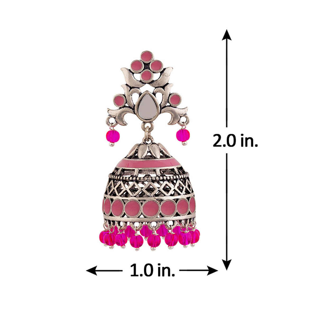 Voylla Rangabati Pink Embellisheds Jhumka Earrings