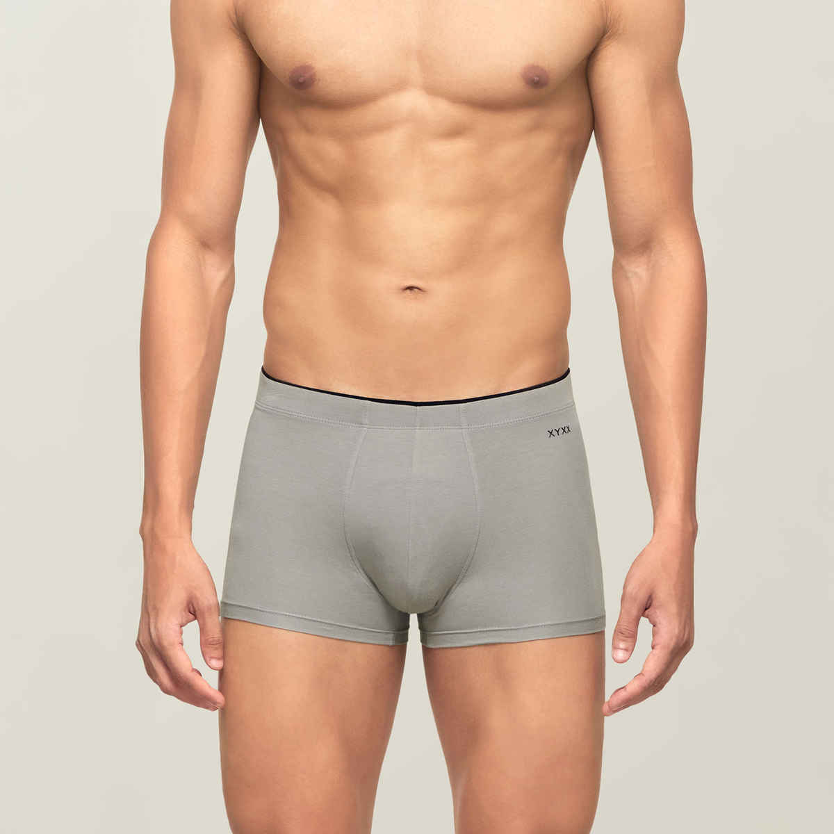 XYXX Men's Uno Modal Solid Trunks Pack of 2, Black & Heather Grey| M