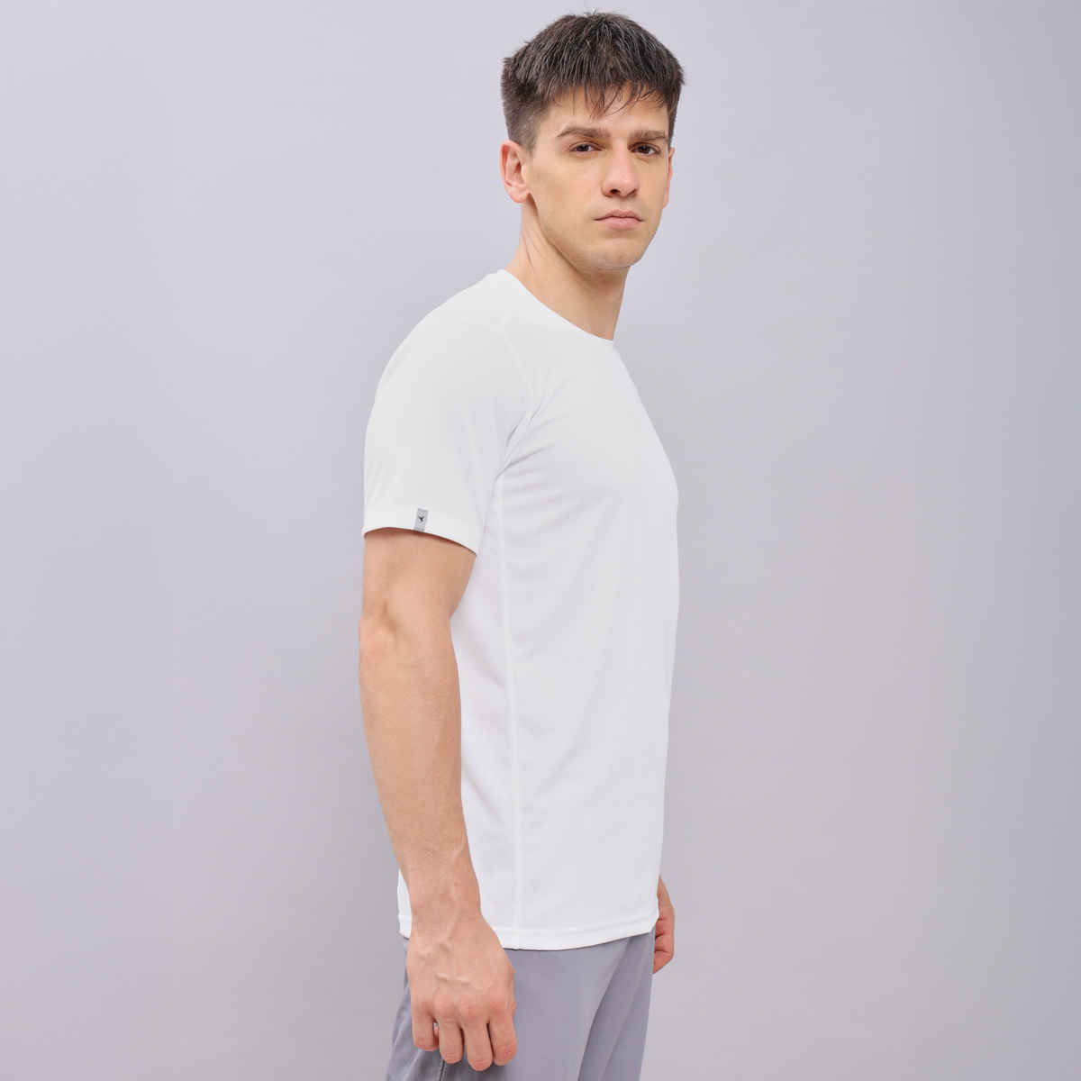 Technosport Men's Poly Solid Slim Fit Round Neck Sports T-shirt | White - 2XL