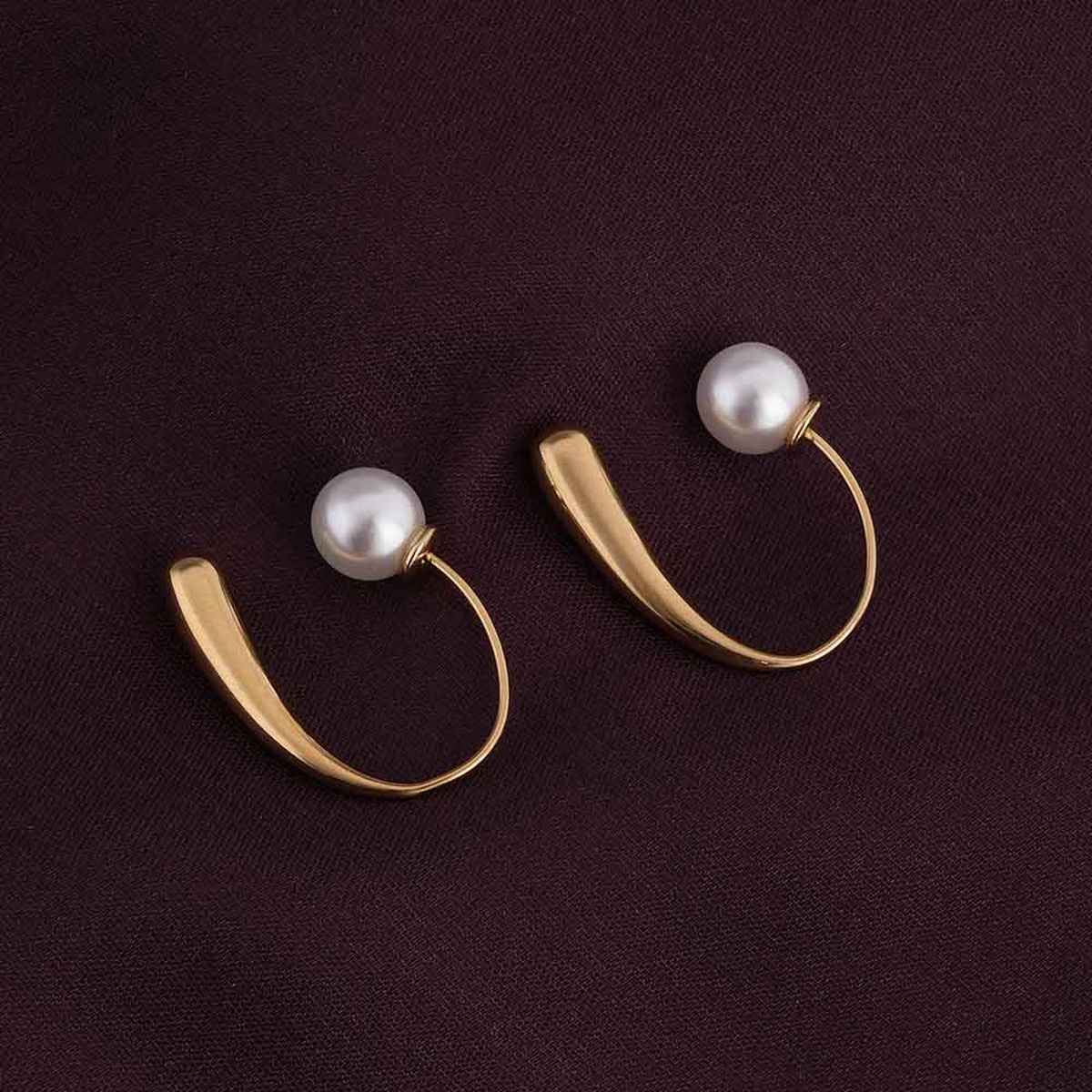 Palmonas Pearl Hook Earrings For Womens | Waterproof And Anti-Tarnish