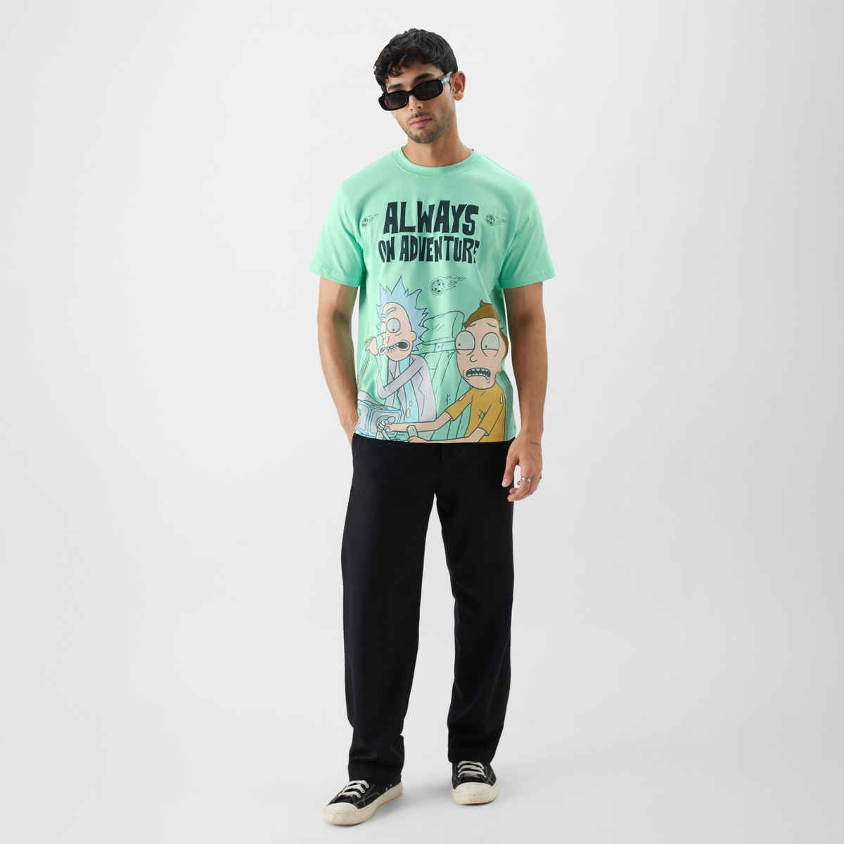 The Souled Store Men's Regular Rick And Morty- Adventure T-Shirts | Green | S