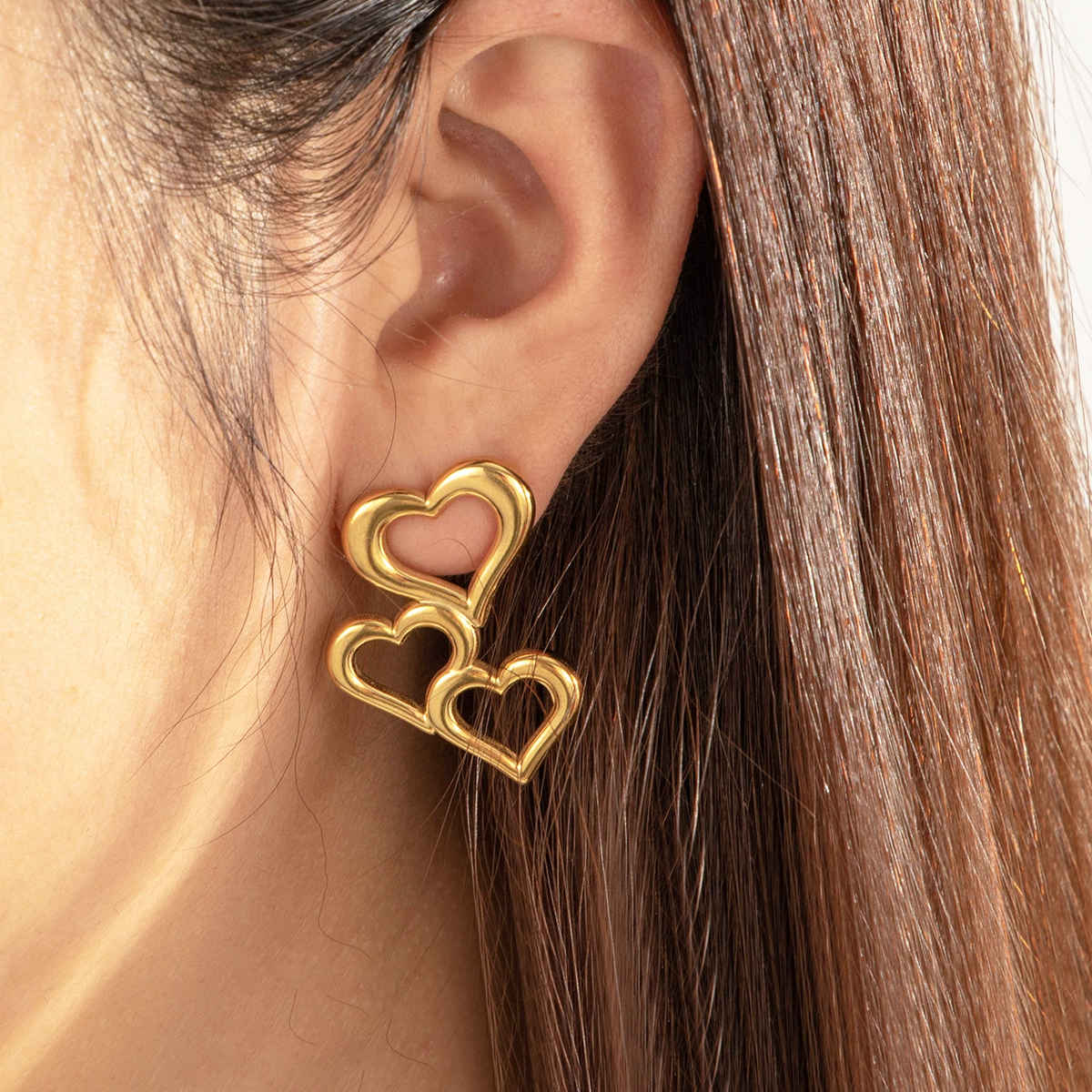 LabelShe Gold Plated Stainless Steel Heart Themed Stud Earrings | LS-ERG-57098
