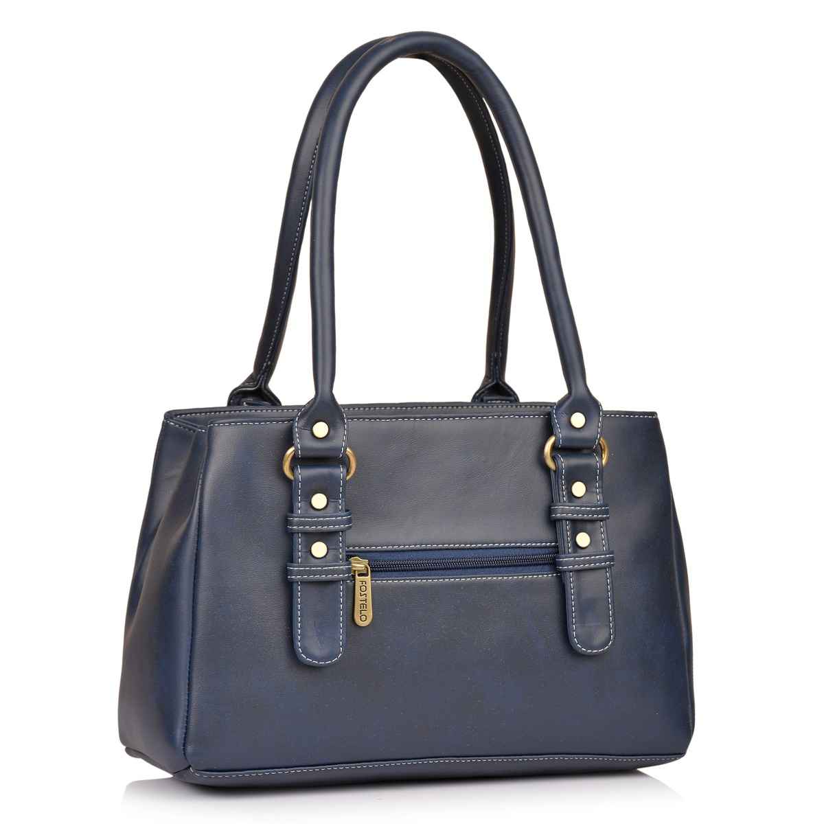 Fostelo Women's Vegan Leather Westside Handbags Shoulder Hobo Bag Ladies Purse | Blue | Large