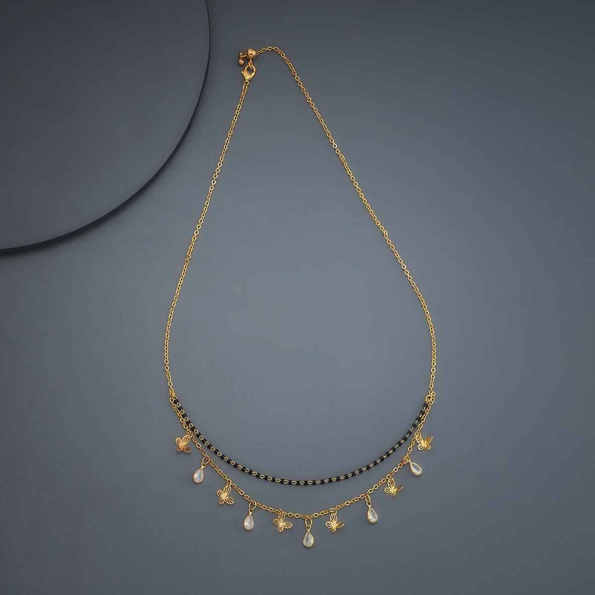 Kushal s Fashion Jewellery White Gold-Plated Zircon Trendy Mangalsutra | 441319