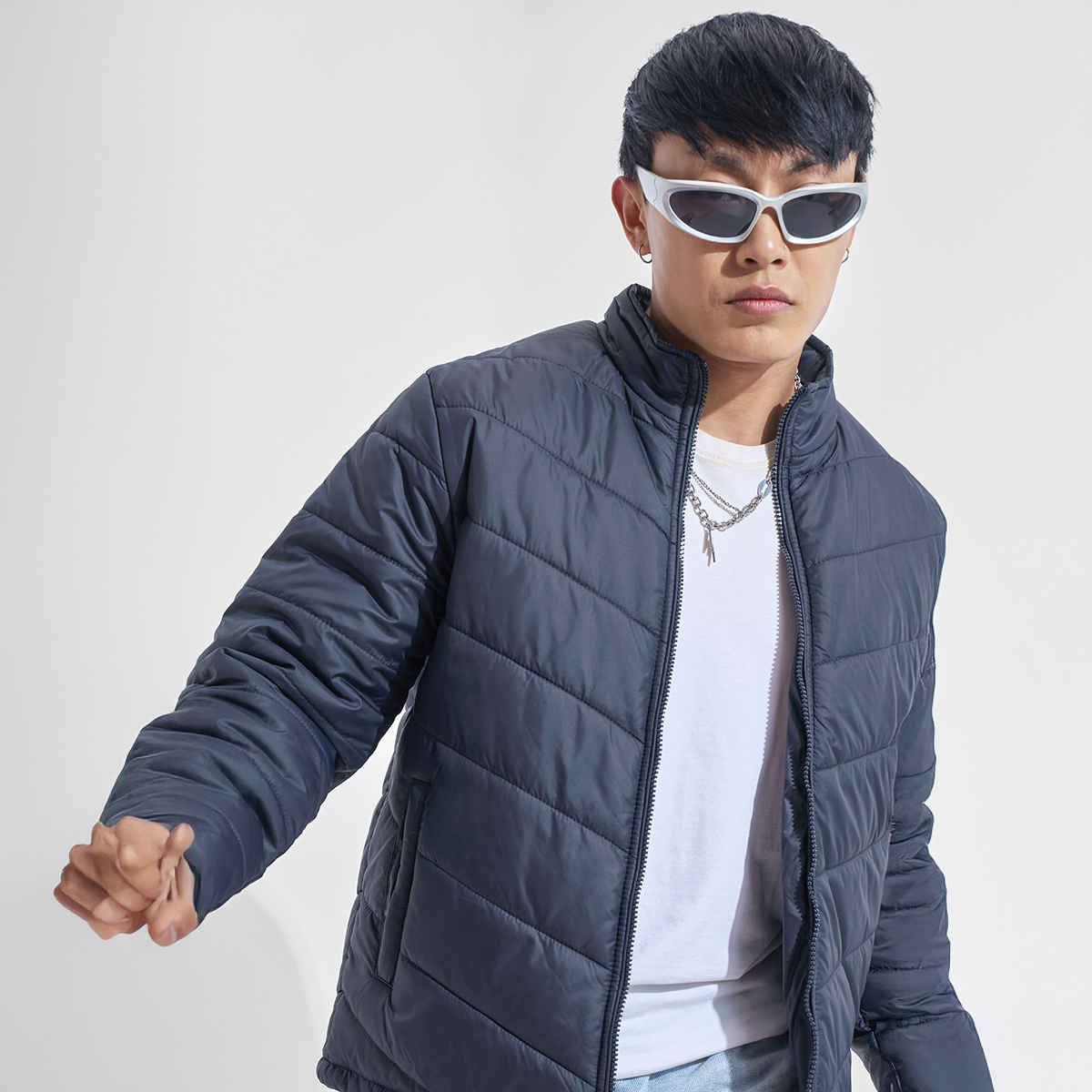 Highlander Men's Stand Collar Padded Jacket | Navy - XL
