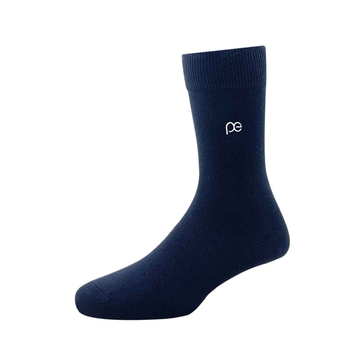 Peter England Men's Solid Cotton Full Length Socks | Navy - Free Size