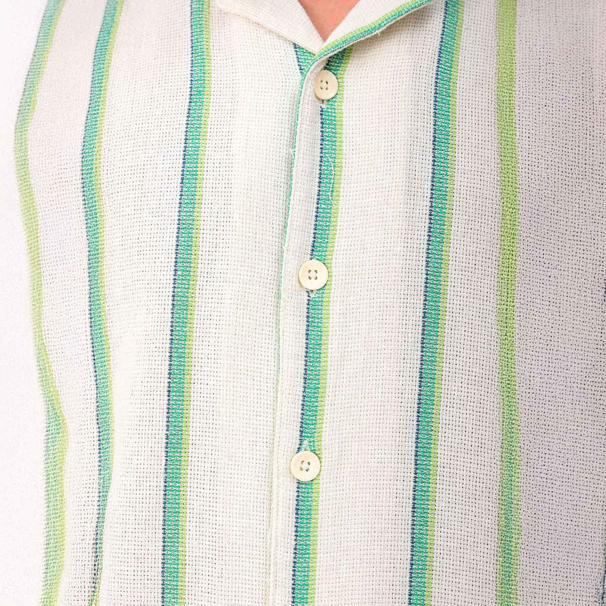 The Indian Garage Co Men's Relaxed Fit Striped Casual Shirt | Cream | M