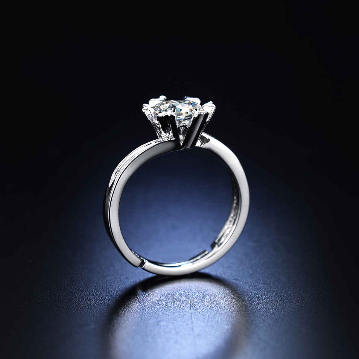 Label She Silver Plated Crystal Studded Solitaire Adjustable Finger Ring(Free Size) | LS-RNG-5209
