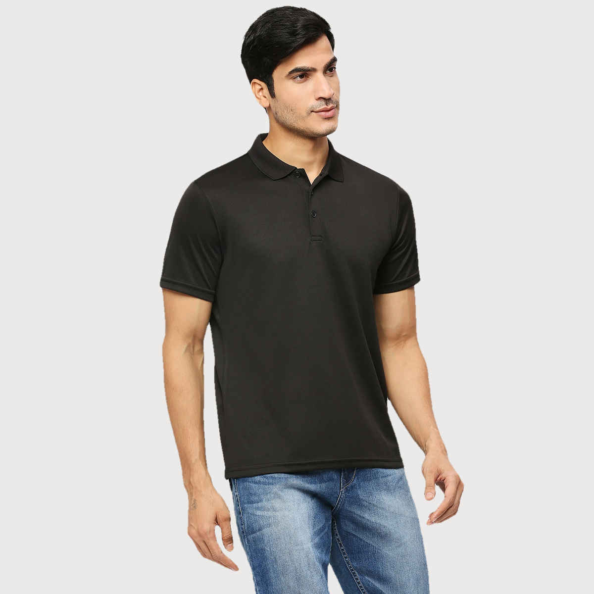 Playr Men's Adult Training Method Polo 100% Polyester for All Season | Black | XL