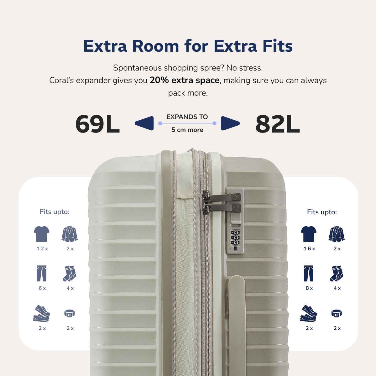 Provogue Coral Hard-Sided PP Medium Luggage Trolley Bag | Grey Cloud-timberwolf Grey - 65 cm