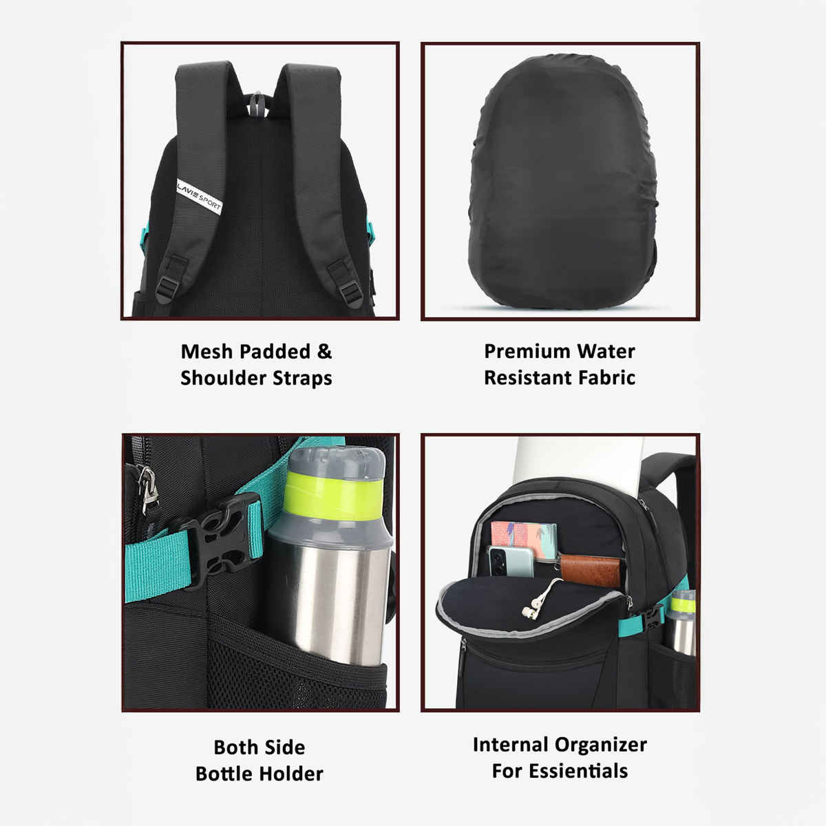 Lavie Sport Unisex Solid Polyester Padded Grab Handle Laptop Backpack | Black | M (31 x 20 x 46 cm)