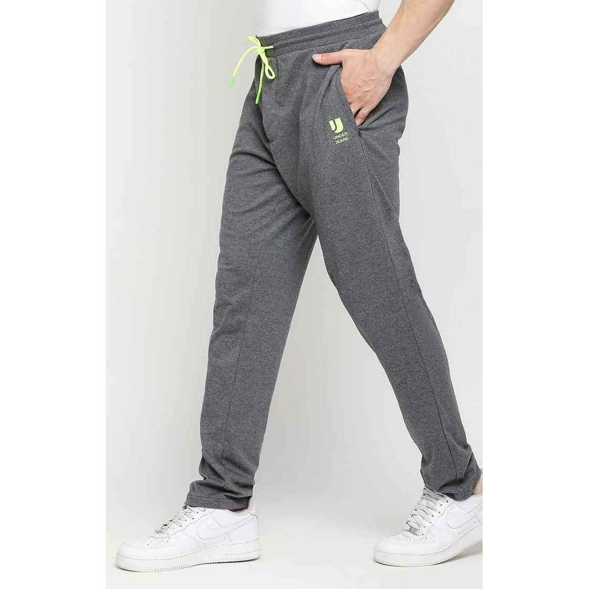 Underjeans by Spykar Men's Pure Cotton Pyjama | Charcoal Melange - M