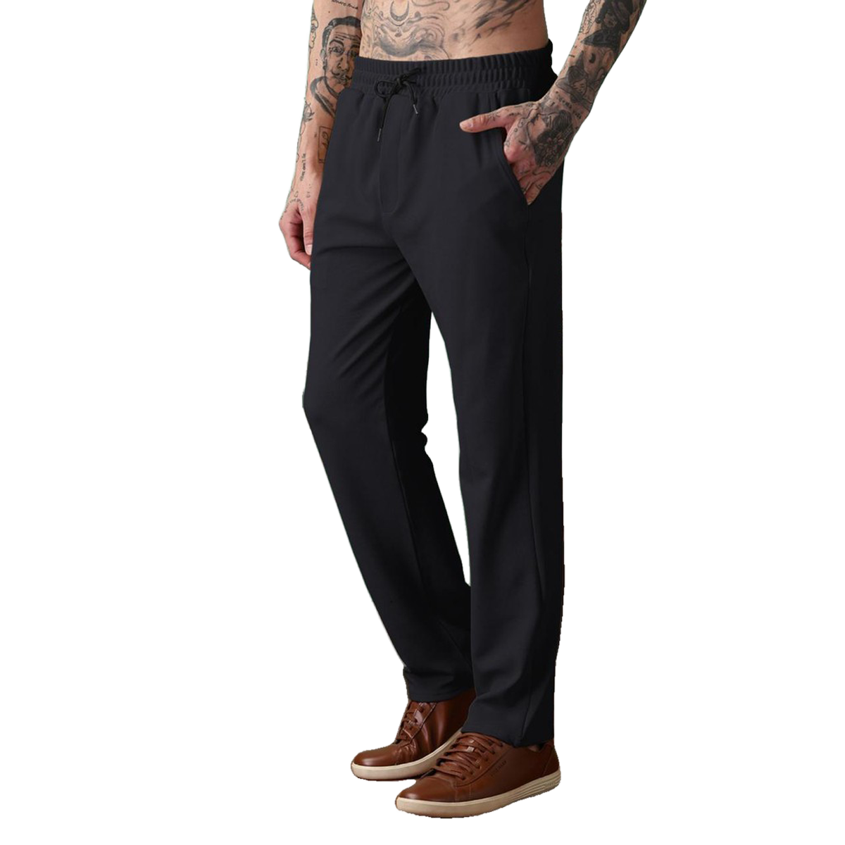 GCYX Men's Track Pant | 60% Cotton 40% Polyester Comfortable Wear | Black - L
