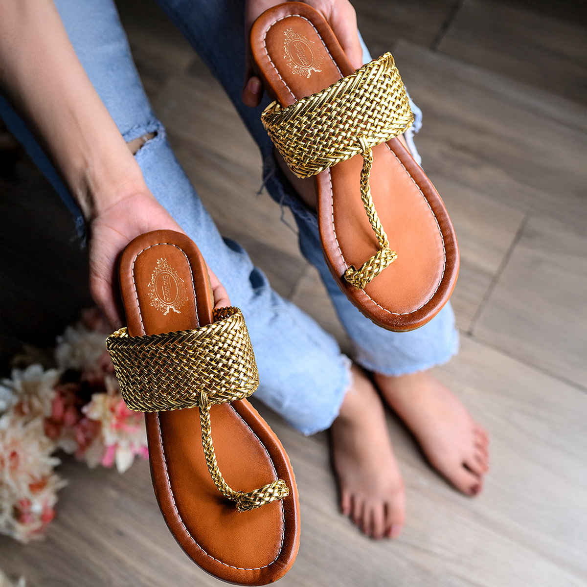 Shoetopia Women Golden Flats | UK 6