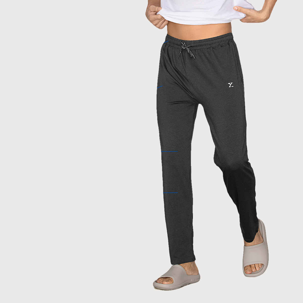 XYXX Ace IntelliSoft Cotton Modal Solid Loungewear Relaxed Fit | 2 Zipper Side pockets | Grey- XL