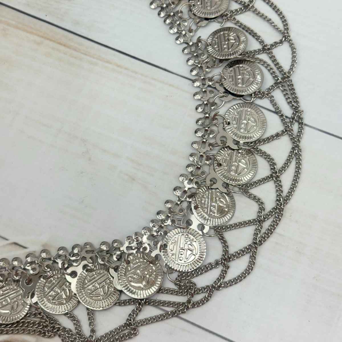 The Opal Factory Silver Oxidised Single Line Coin Kamarband