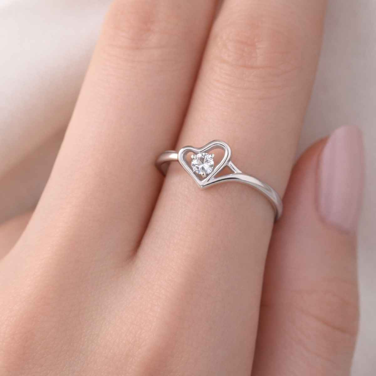 The Opal Factory | Valentines Day Heart Sliver Flexible Size Ring