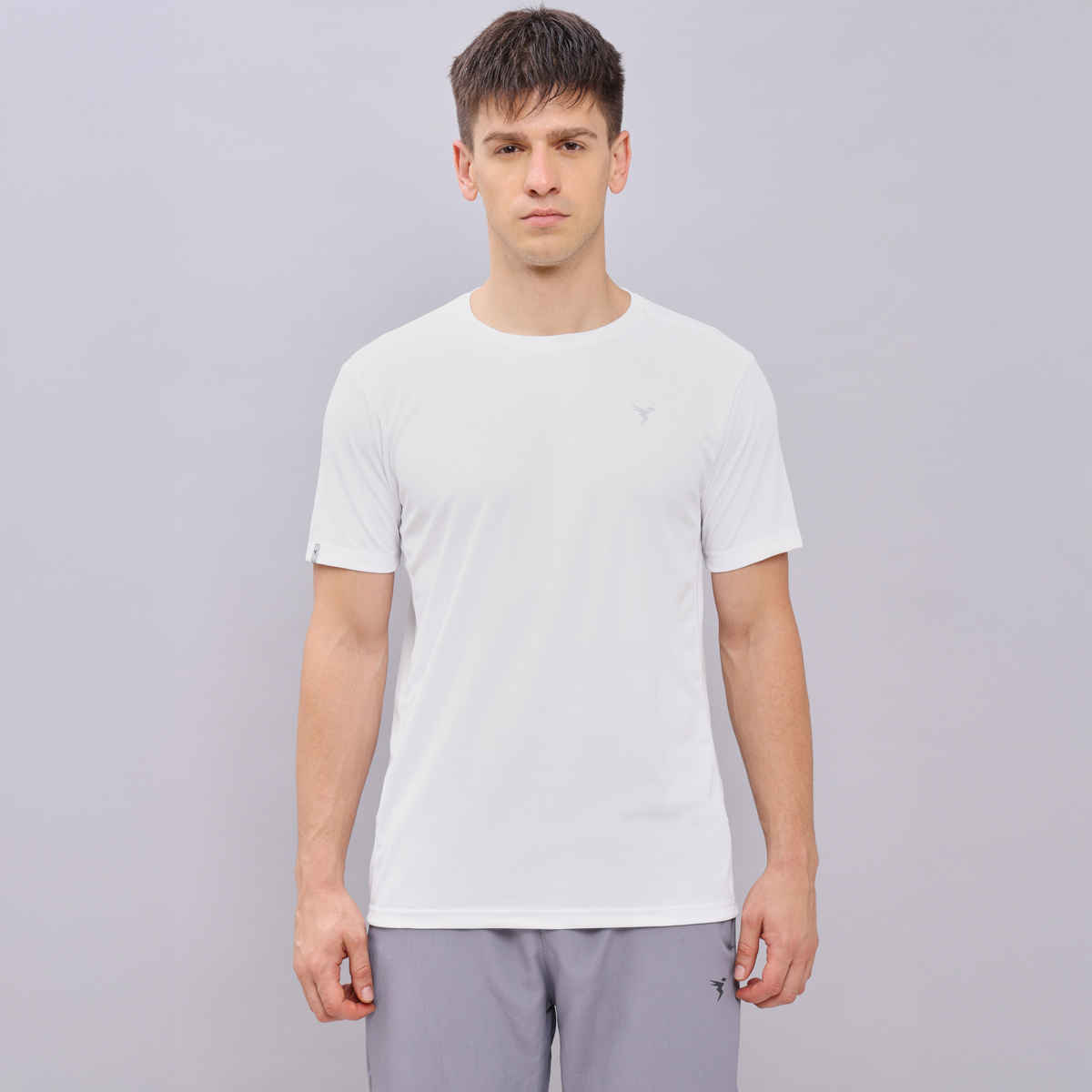 Technosport Men's Poly Solid Slim Fit Round Neck Sports T-shirt | White - 2XL