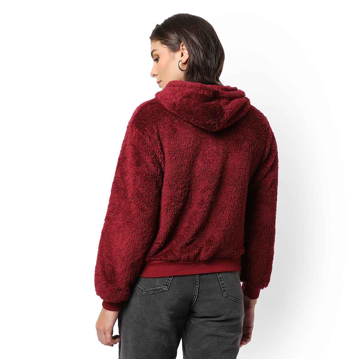 Campus Sutra Women's Hoodie | Wine - XL