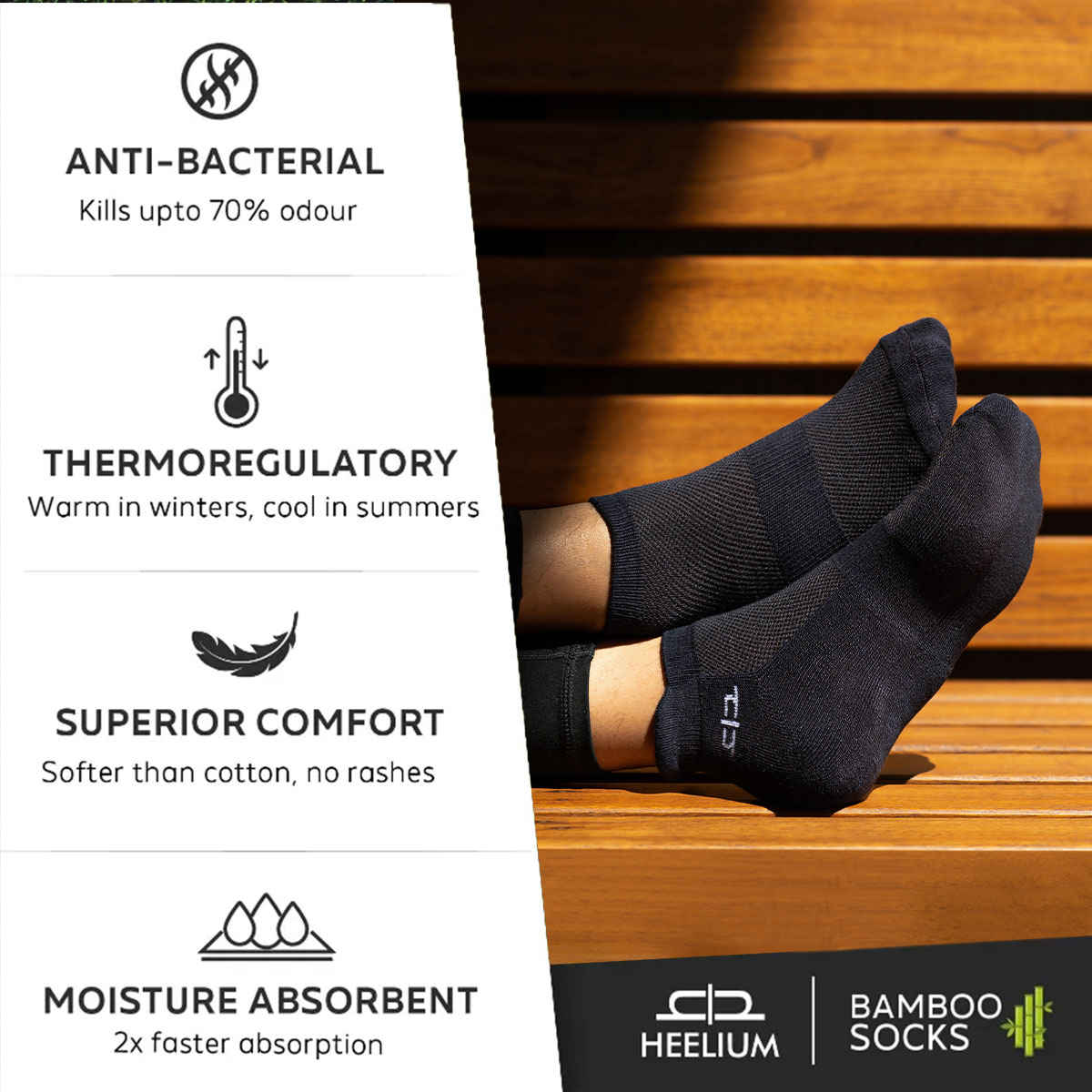 Heelium Women's Solid 100% Bamboo Women's Socks | Multicolour - UK 3 - 7