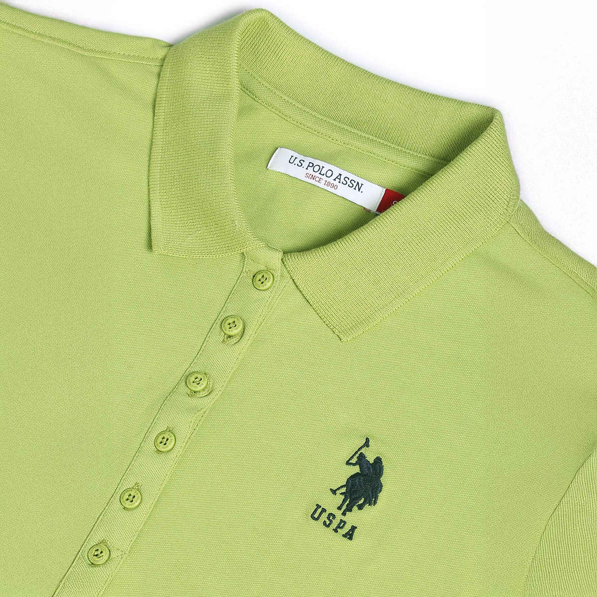 USPA Solid Pique Polo Tshirt For Women Shirt - Light Green - XL