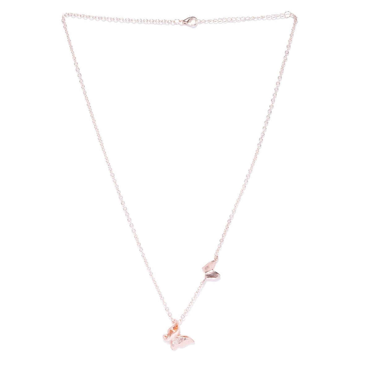 Youbella 18K Rose Gold Plated Butterfly Necklace Pendant For Women And Girls(Ybnk - 5666A)