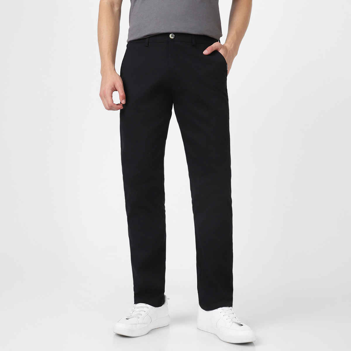 Urbano Fashion Men's Chinos Trousers Cotton Slim Fit Casual Stretch | Black | 36