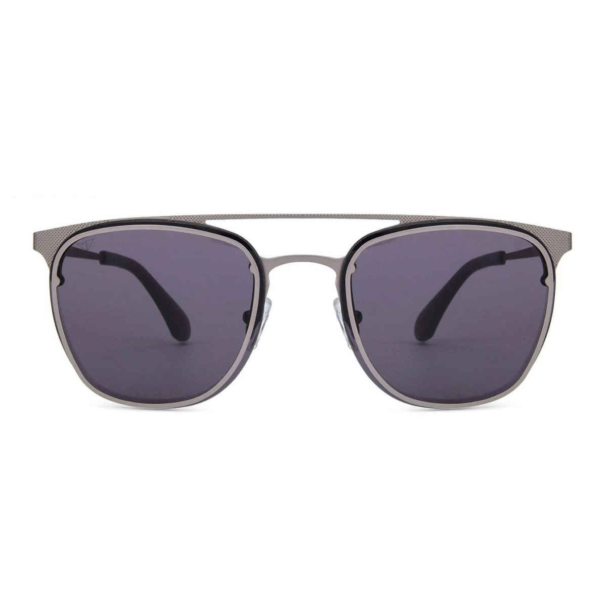 Vincent Chase By Lenskart Unisex Solid Stainless Steel Clubmaster Sunglasses | Dark Grey - M