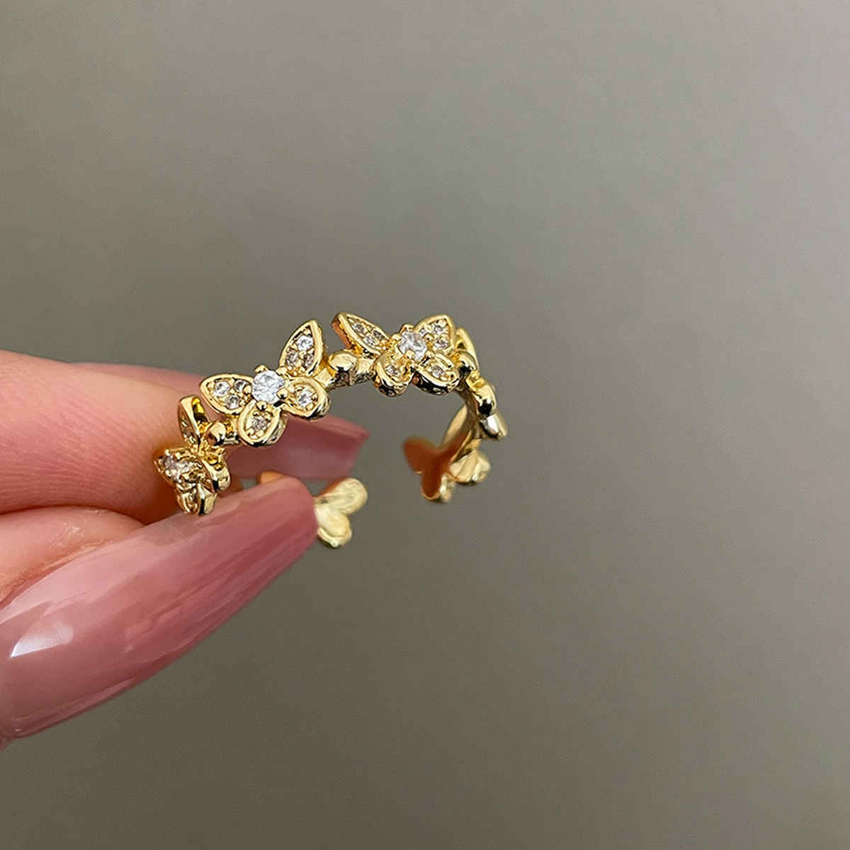 LabelShe Gold Plated Stainless Steel Butterfly Adjustable Ring | LS-RNG-72178