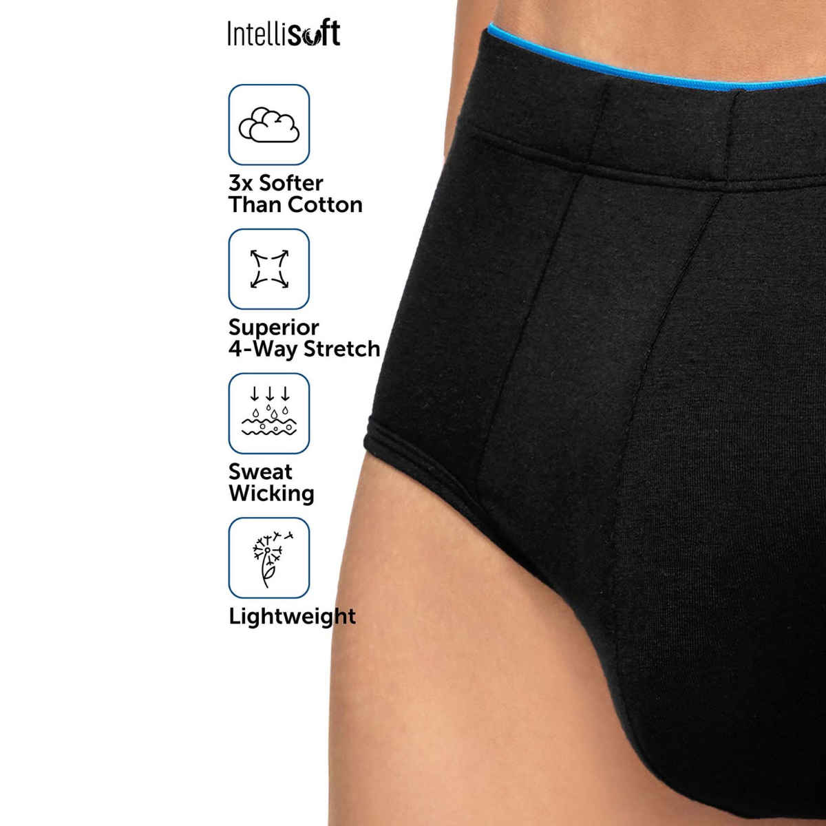 XYXX Men's Uno Modal Briefs pack of 2, Black & Dress Blue| L