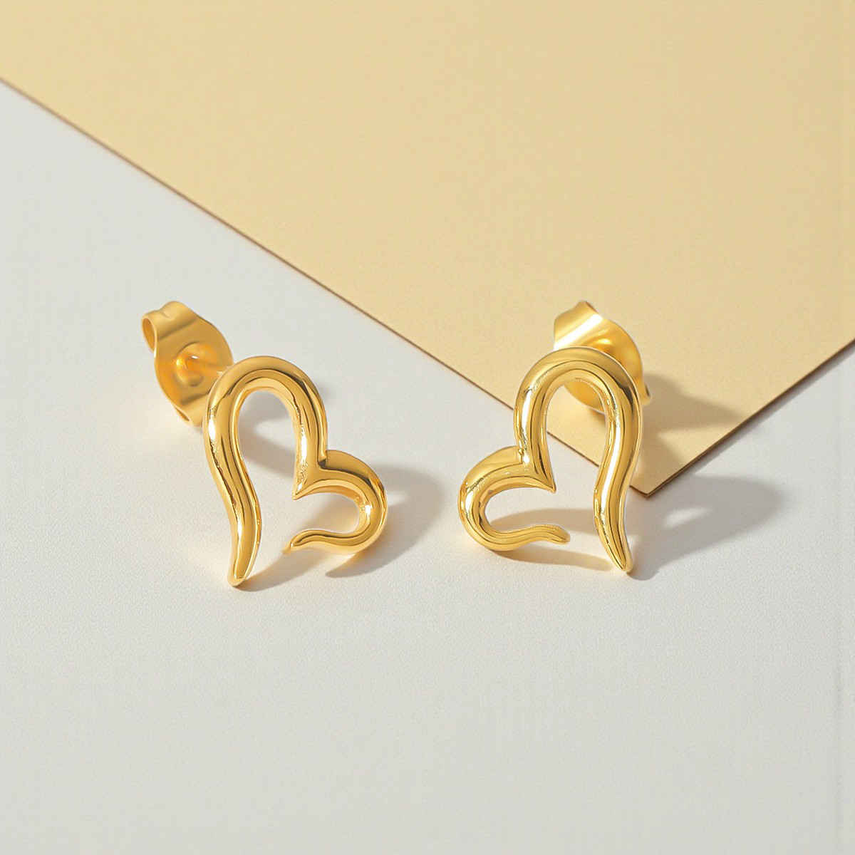 LabelShe Gold Plated Stainless Steel Heart Themed Stud Earrings | LS-ERG-57097