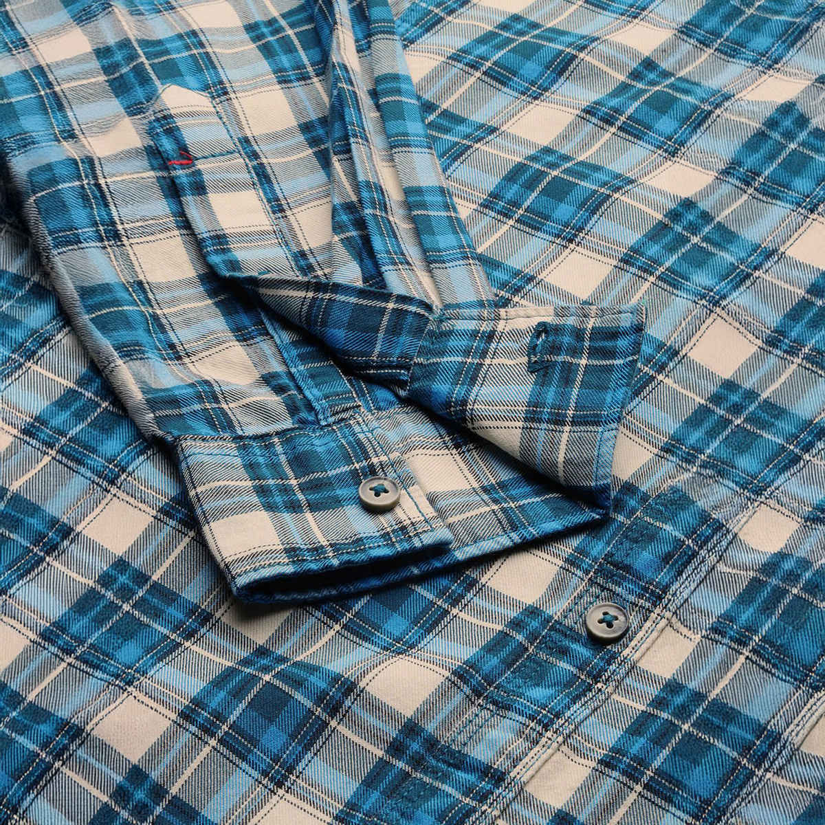 The Indian Garage Co Men's Slim Fit Checkered Casual Shirt | Blue - 2XL