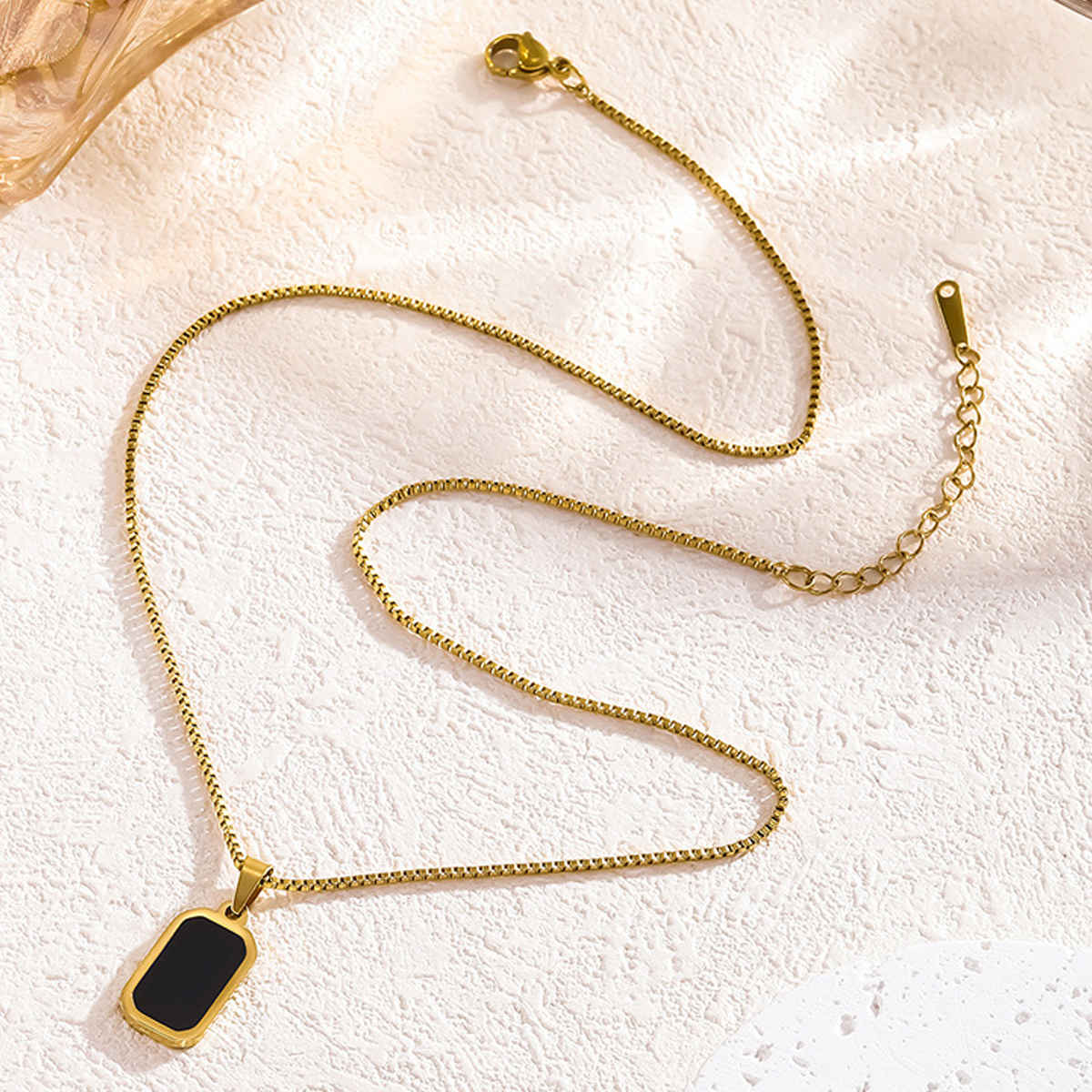 LabelShe Gold-Plated Black Geometric Pendant Necklace | LS-PS-26384