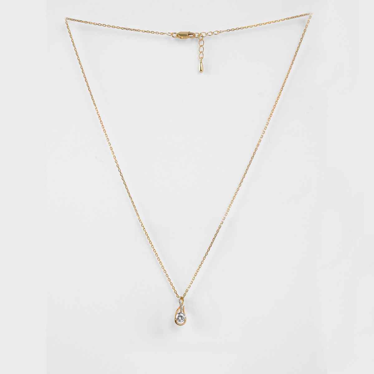 Clara 925 Sterling Silver Ceci Solitaire Pendant Chain Necklace | Gold Plated | Swiss Zirconia