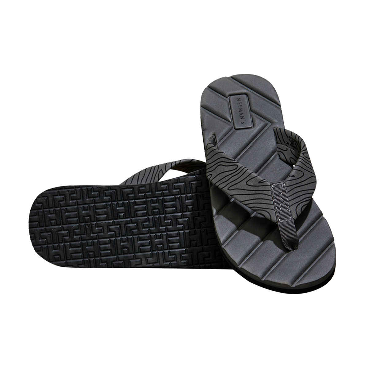 Neeman's Men's All-Vibes Flip-Flops | NM-ALV-GRBL | Grey and Black - UK 9