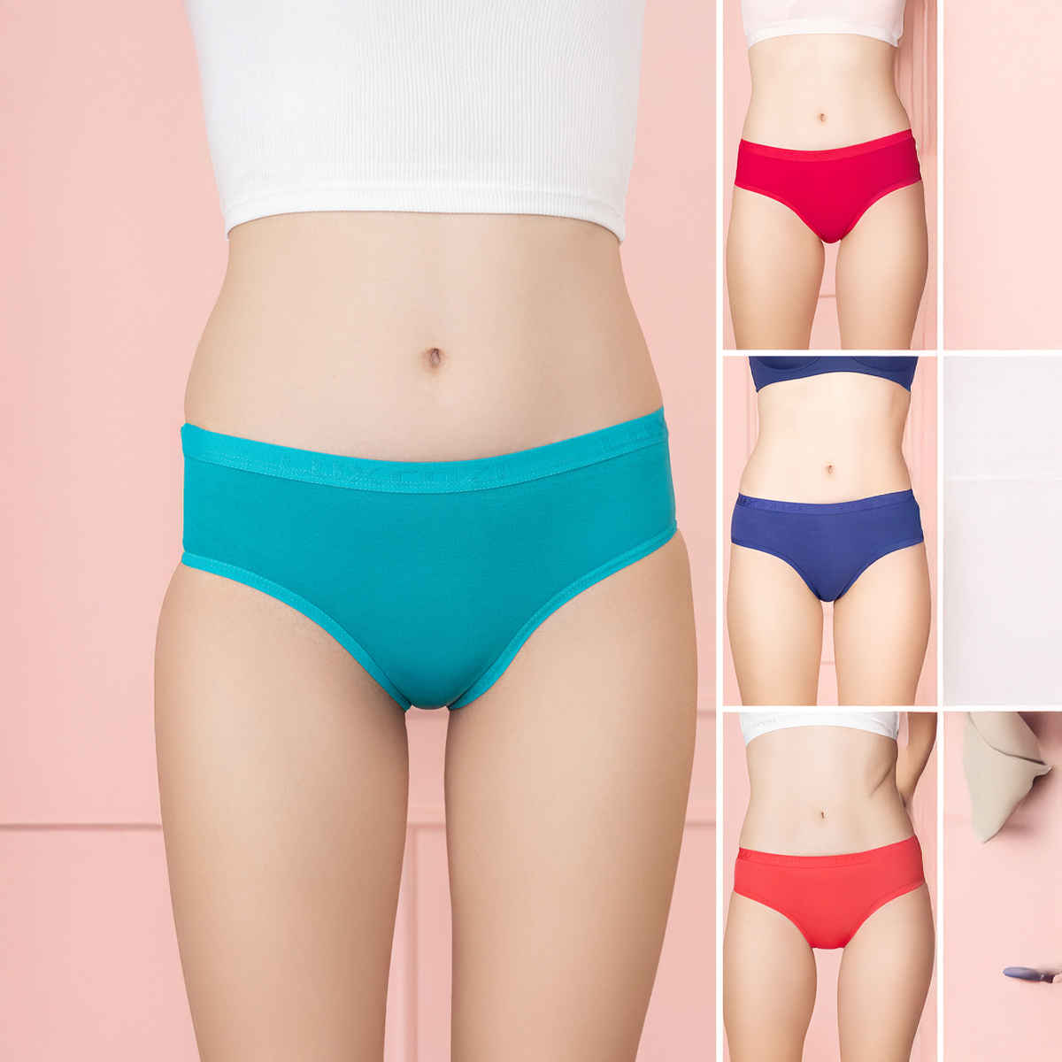 Lux Cozi Her Pure Cotton Hipster Panty | Multicolor | Size-80 | Pack Of 4