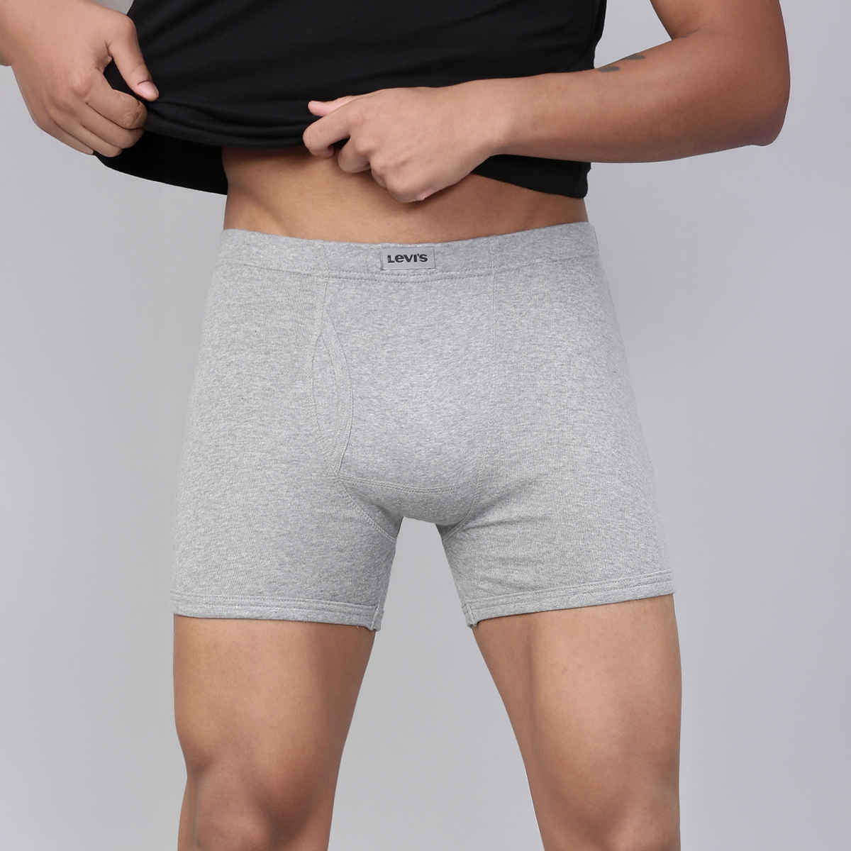 Levi's 010 Men's Comfort Boxer Brief | Contoured Double Pouch | Pack of 2 | Lt. Grey Mel,D. Grey Mel | XL