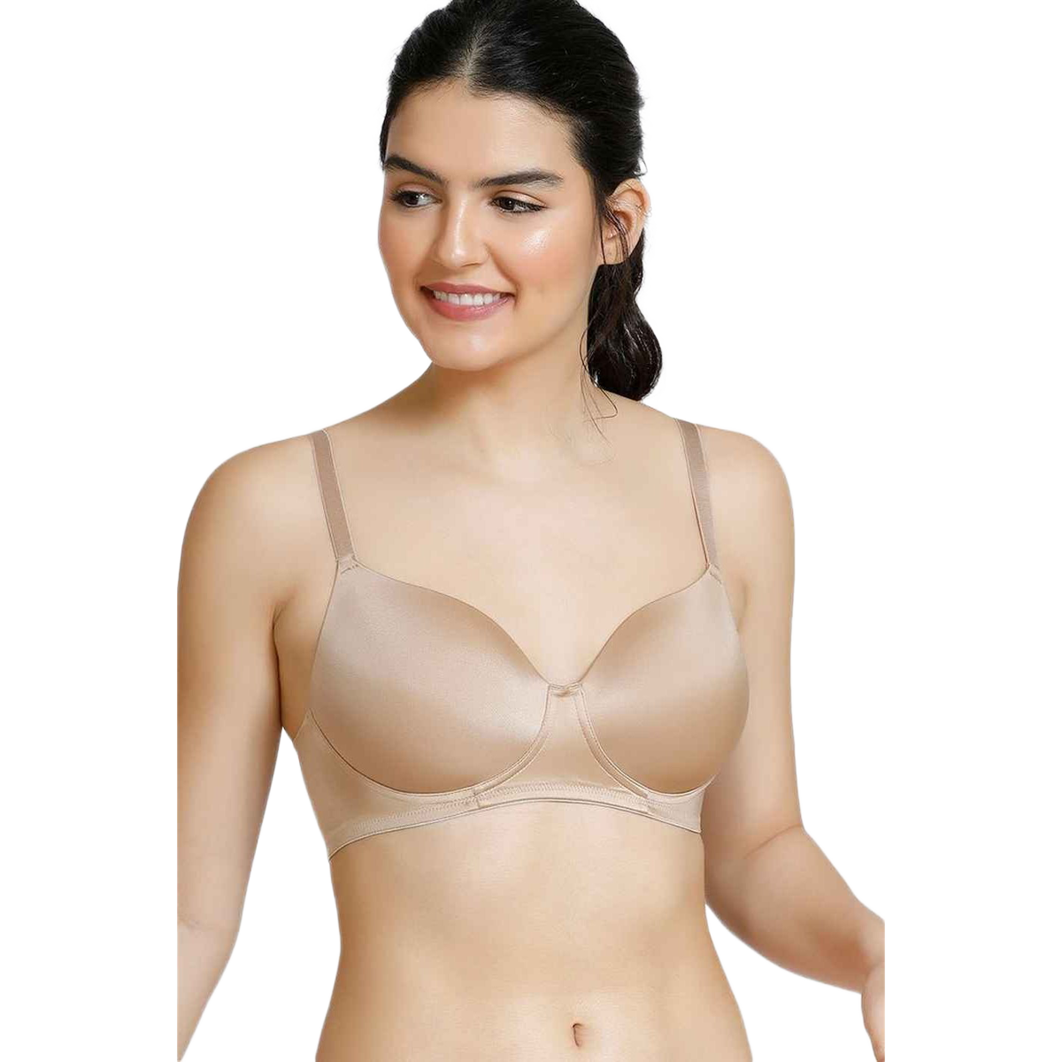 Zivame Women's Soft n Sheen Padded Non Wired 3/4th Coverage T-Shirt Bra | Roebuck - 36C