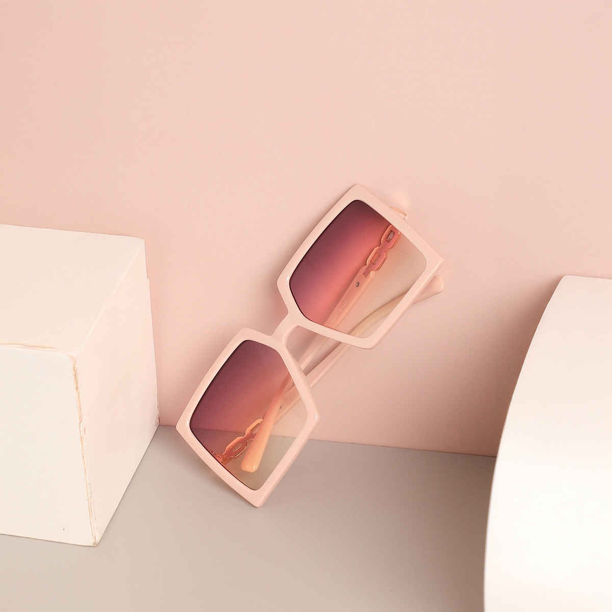 Haute Sauce Women's Polycarbonate Rectangular Sunglasses | Pink - S