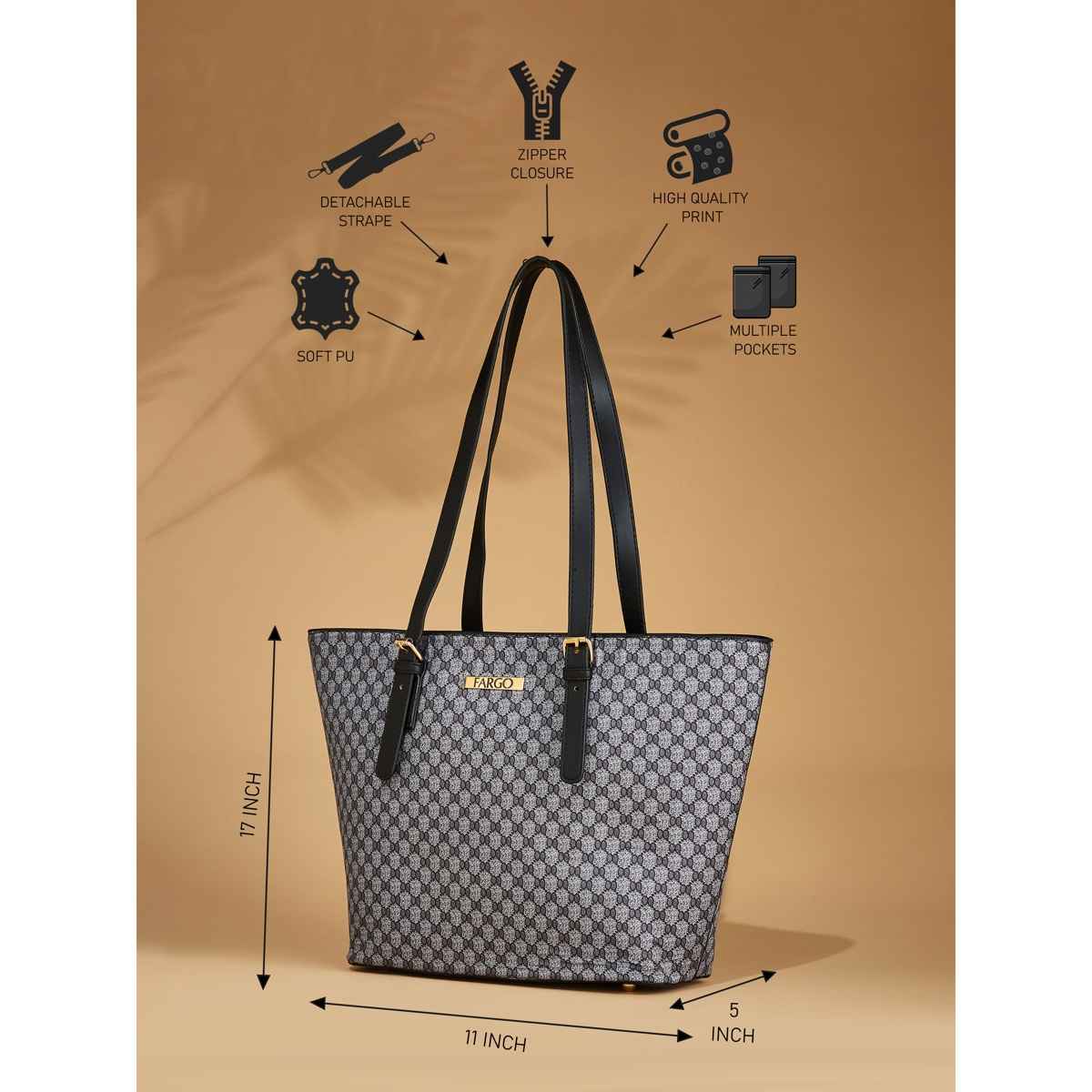 Fargo Women's Handbag | Black & Grey