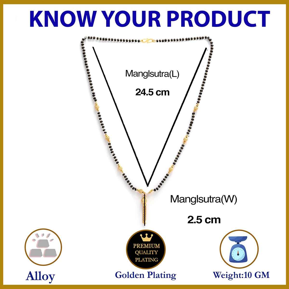 Zeneme Gold Plated Black Beaded Mangalsutras For Women