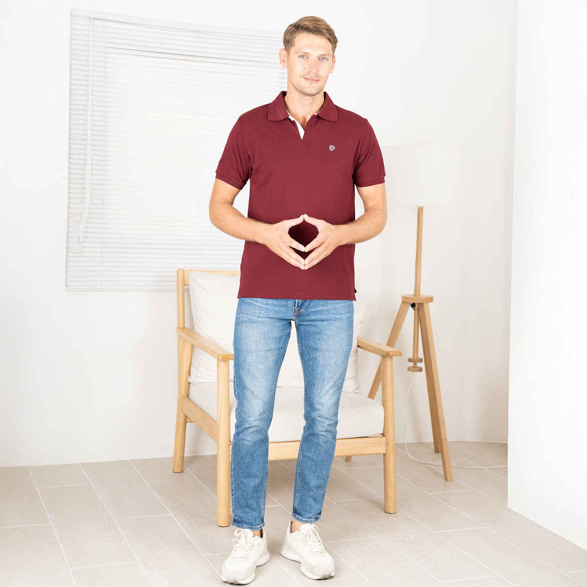 Lux Cozi Men's Cotton Polo T-Shirt, Meroon, S