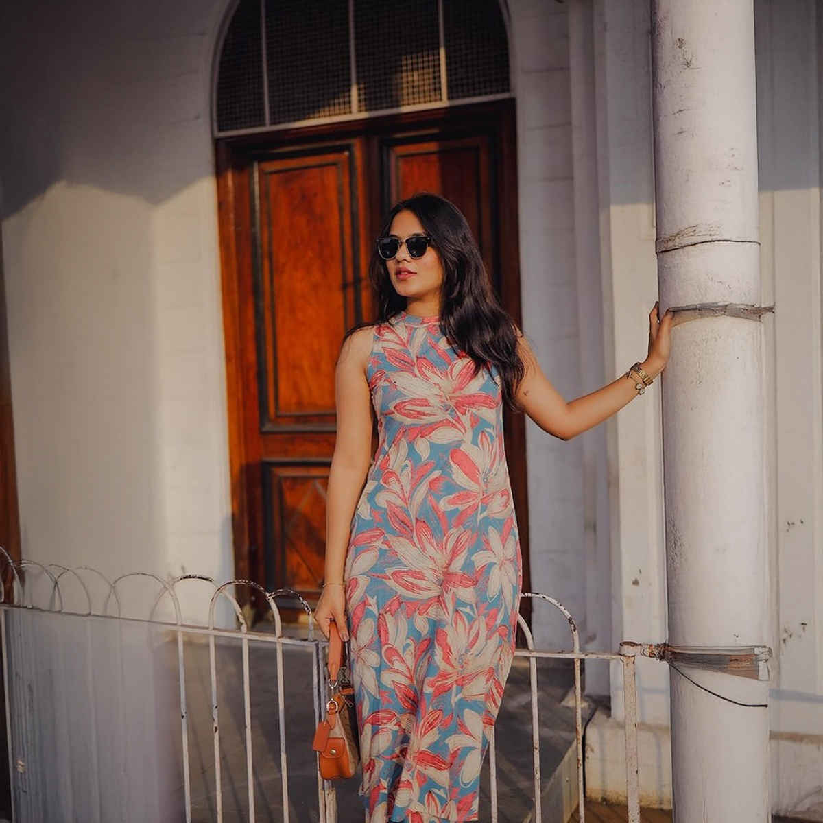 GoSriKi Women's Rayon Blend Straight Printed Kurta with Pant | Blue - M