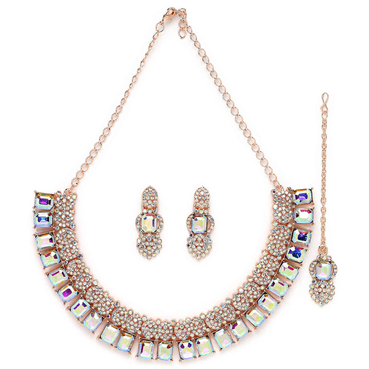 Sukkhi Striking Gold Plated Rose Gold Stone Studded Choker Necklace Set