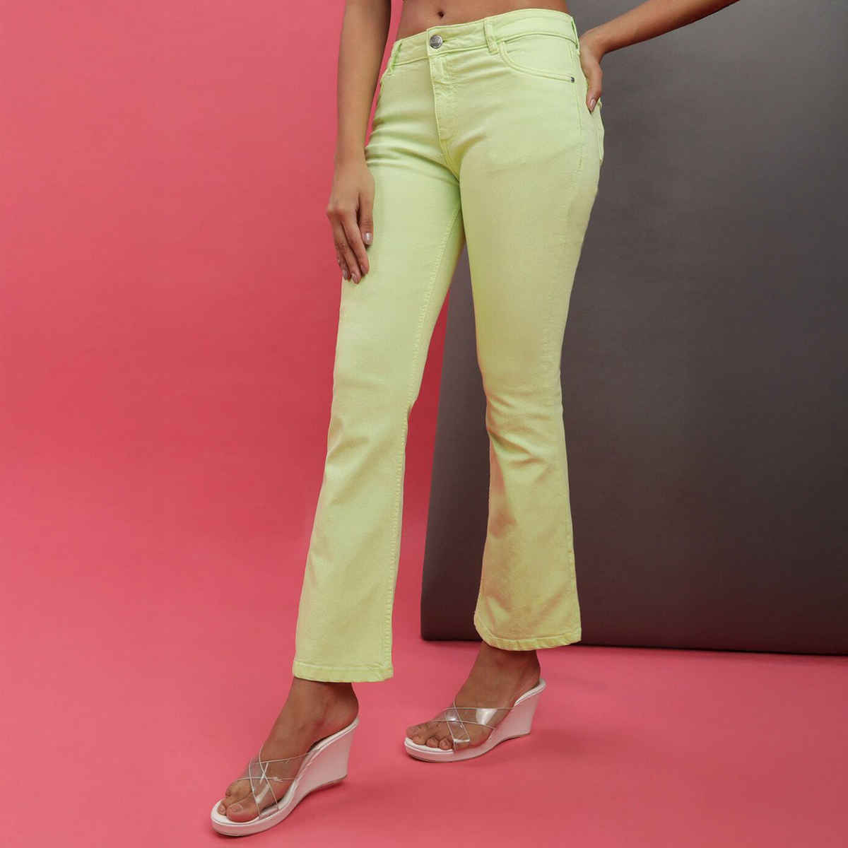 Freehand Women's Overdyed Bootcut Denim Jeans | Green - 28