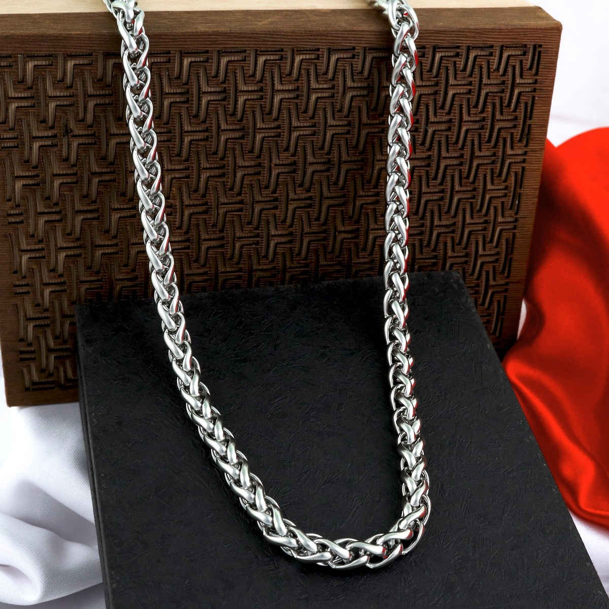 Fashion Frill Men's Interlink Chain Silver 24 Inches
