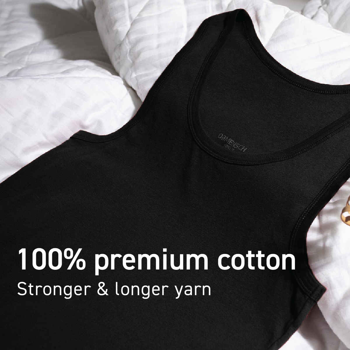 DaMENSCH Men's Neo - Cotton Round Vest | Black - M