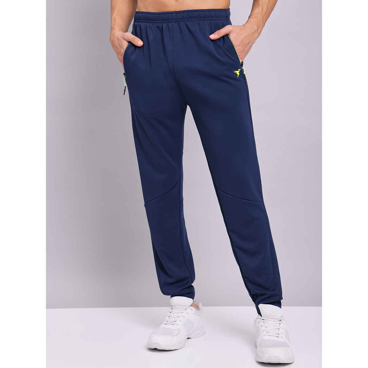 Technosport Men Poly Solid Slim Fit Sports Trackpants with TECHNO DRY | Navy | XXL