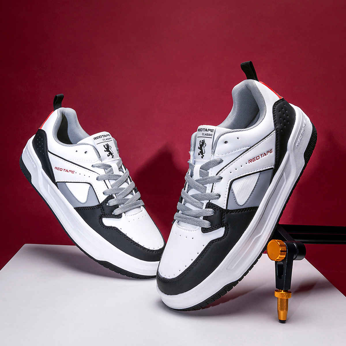 Red Tape Men's Sneakers | RSL0182M | White and Black - UK 9